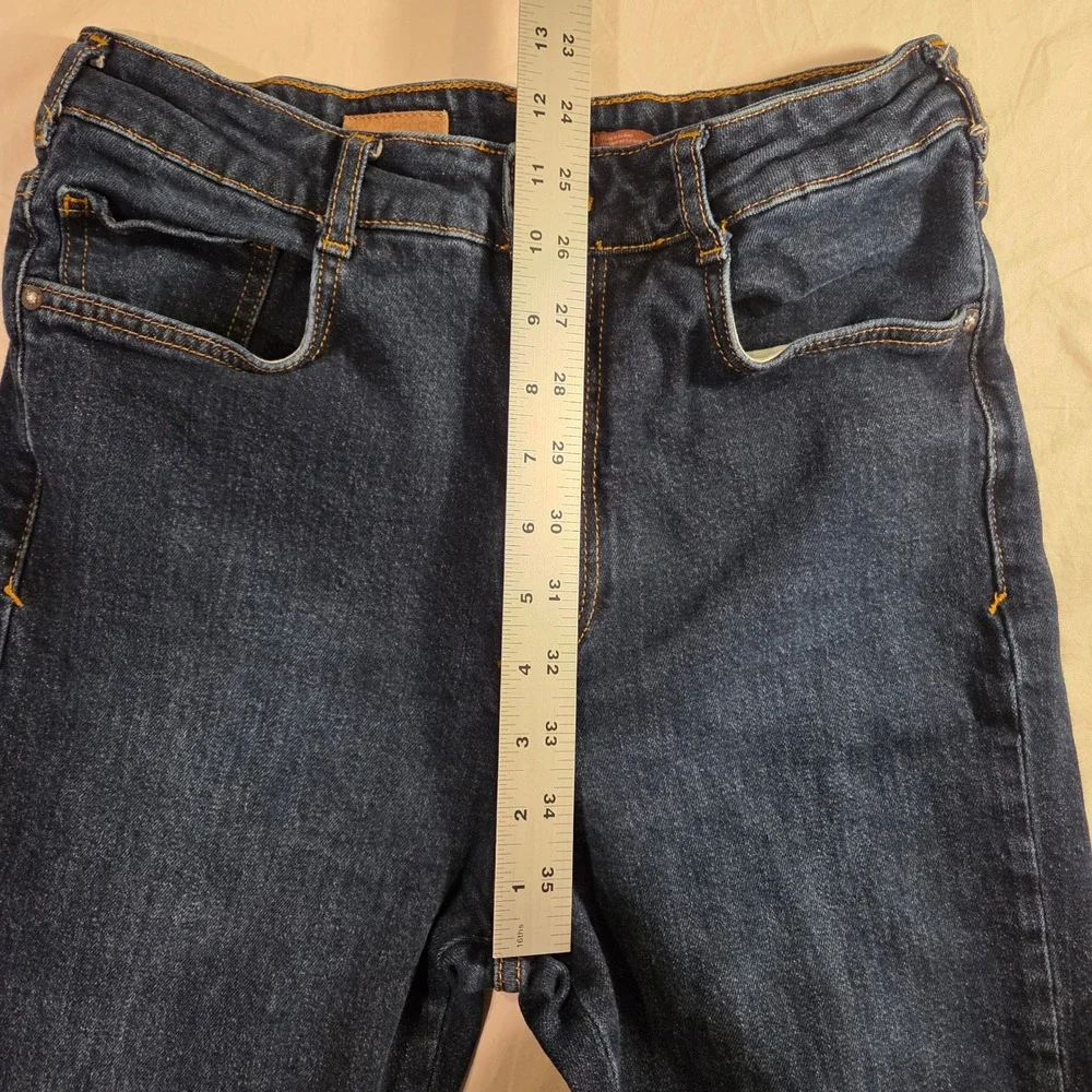 Pilcro Straight Leg High Waist Jeans Ankle Slit, Size 29, Dark Wash Denim